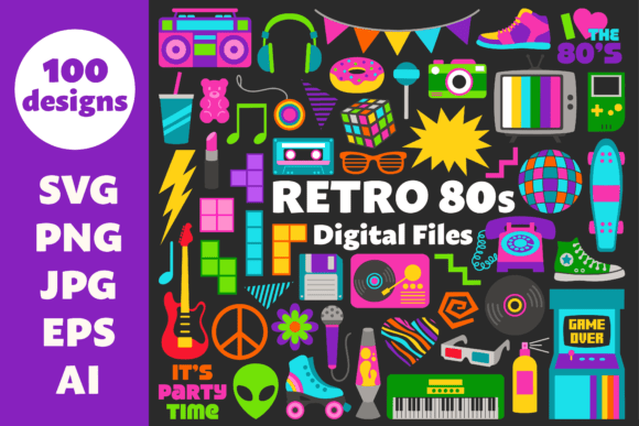 Download Retro 80s Clipart &amp; Vector Files - 80s Collection