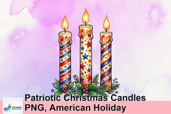 Download Patriotic Christmas Candles PNG, American Holiday Decor - Holiday Collection