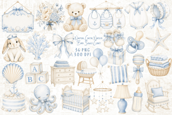 Download Nautical Nursery Baby Shower Clipart PNG - Baby shower Collection