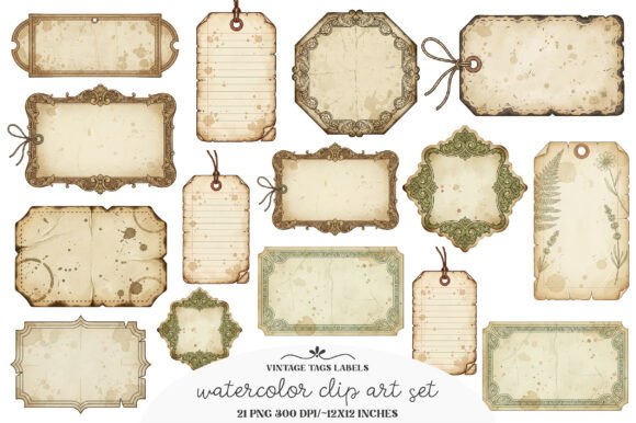 Download Vintage Tags Labels Junk Journal Kit - Junk journal Collection