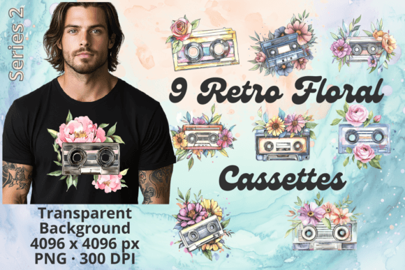 Download Watercolor Retro Cassette Floral Set 2 - Floral Collection