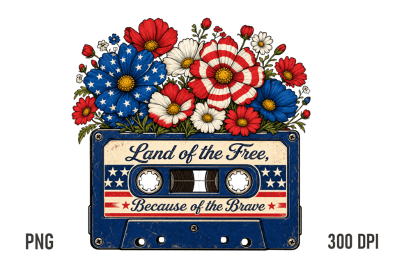 Download Patriotic Floral Cassette PNG Design - Floral Collection