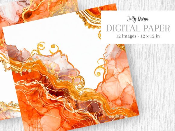 Download Orange Luxury Alcohol Ink Baroque Art - Baroque Collection