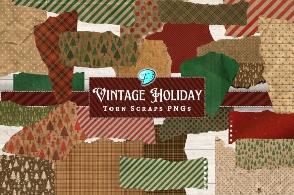Download Vintage Holiday Torn Scraps Clipart PNGs - Holiday Collection