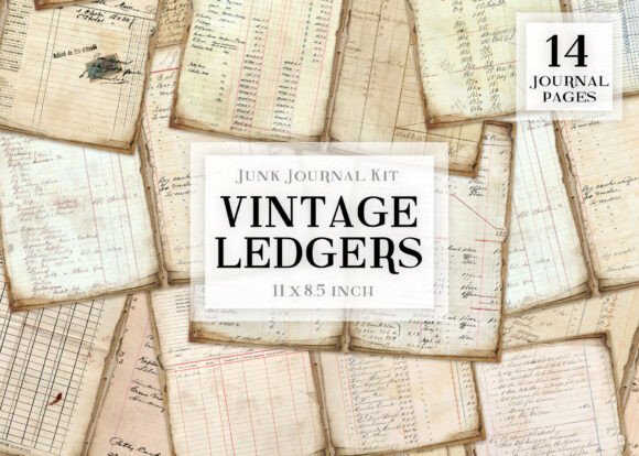 Download Vintage Ledgers Junk Journal Kit - Junk journal Collection