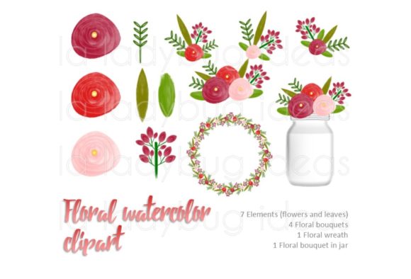 Download Red and White Watercolor Floral Clip Art - Floral Collection