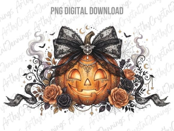 Download Gothic Coquette Pumpkin Halloween PNG - Premium Resources