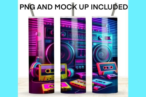 Download 1980s Retro Neon Stereo Boombox - 80s Collection