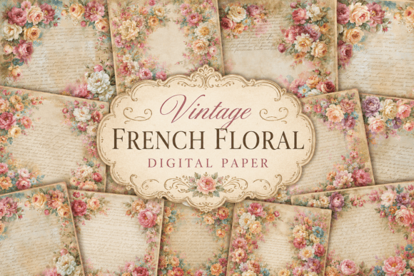 Download Vintage French Floral Digital Paper - Floral Collection