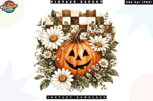 Download Floral Halloween Pumpkin Buffalo Plaid - Premium Bundle