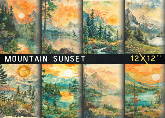 Download Mountain Sunset Junk Journal Page - Junk journal Collection