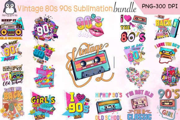 Download Vintage Retro 80s 90s Sublimation Bundle - 80s Collection